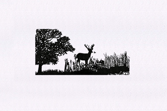 Forest Silhouette: A Monotone Deer Design for Boutique Apparel