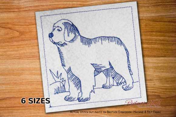 Newfoundland Dog Breed Redwork Review for Boutique Apparel