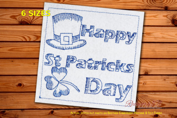 Review: St Patricks Day Wording with Hat Redwork