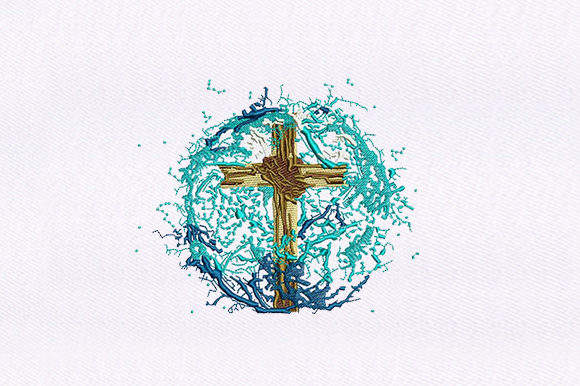 Water Splashing Cross: A Serene Design for Faithful Gifts